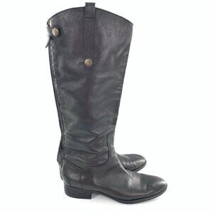 Sam Endelman knee high boots 9 40 black penny leather riding back zip western